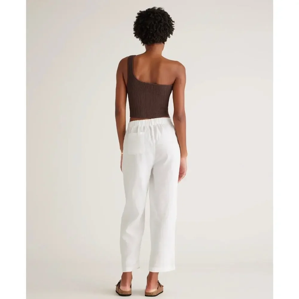 NWT Quince 100% European Flax Linen Wide Leg Pants White Extra Small XS